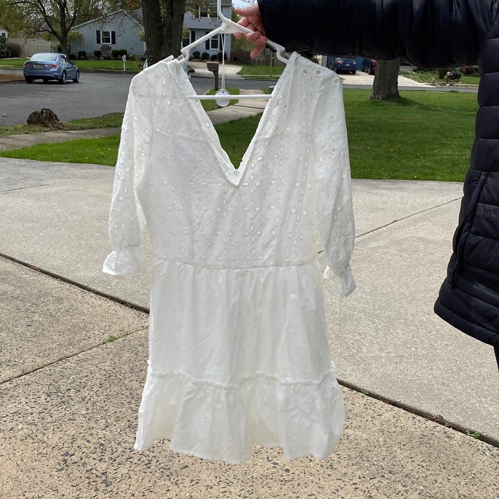 White eyelet quarter sleeve dress (bridal shower / summer dress)